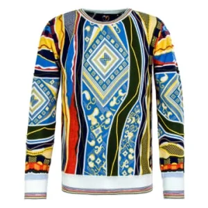 Bekleidung Carlo Colucci Strickpullover – C9815 592 – White / Green / Sky / Yellow Günstig Kaufen 10